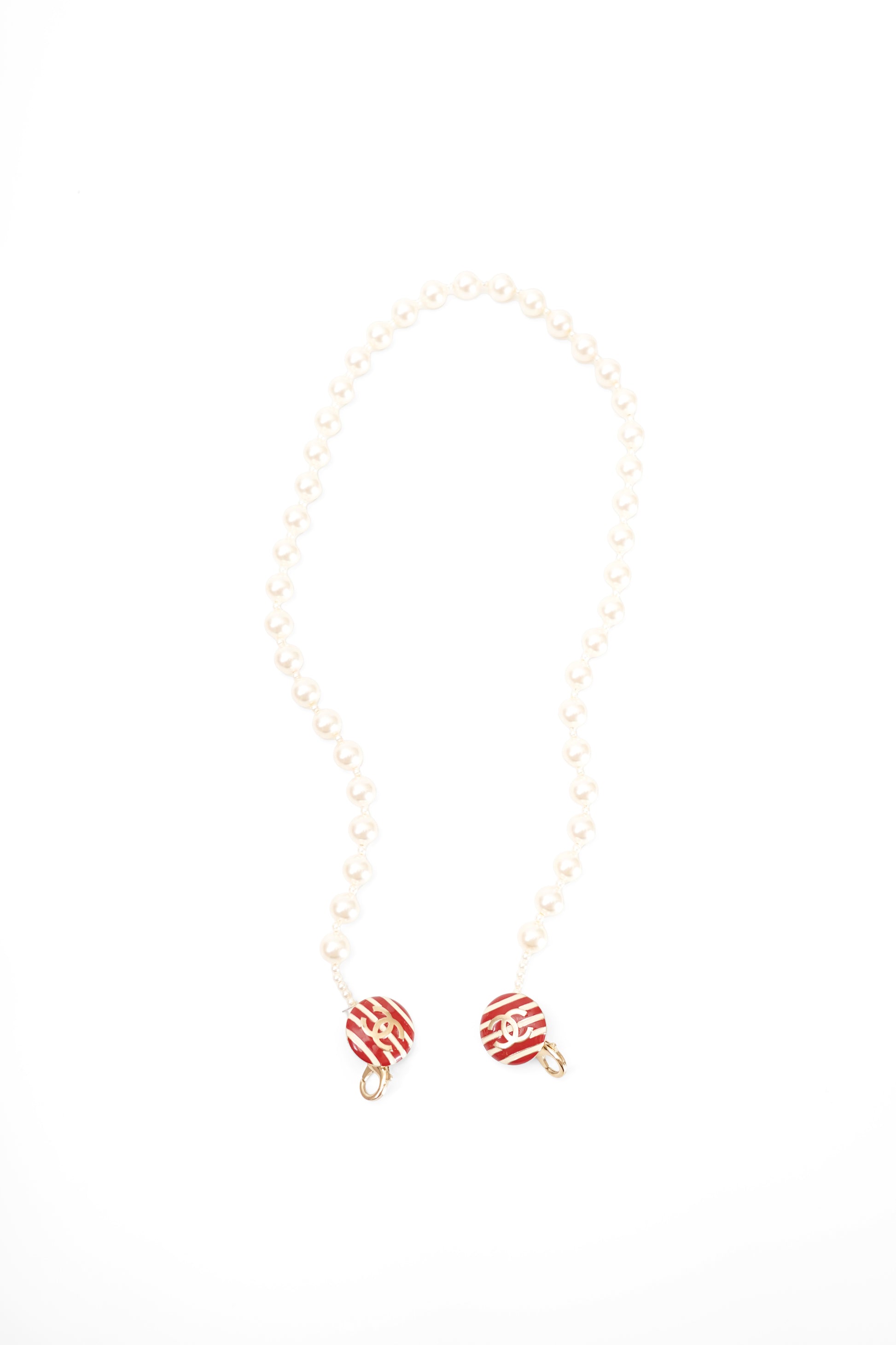 2014 Chanel Red/White Canvas Striped Coco Sailor Pearl Medium Classic Double Flap Bag