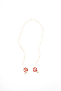 2014 Chanel Red/White Canvas Striped Coco Sailor Pearl Medium Classic Double Flap Bag