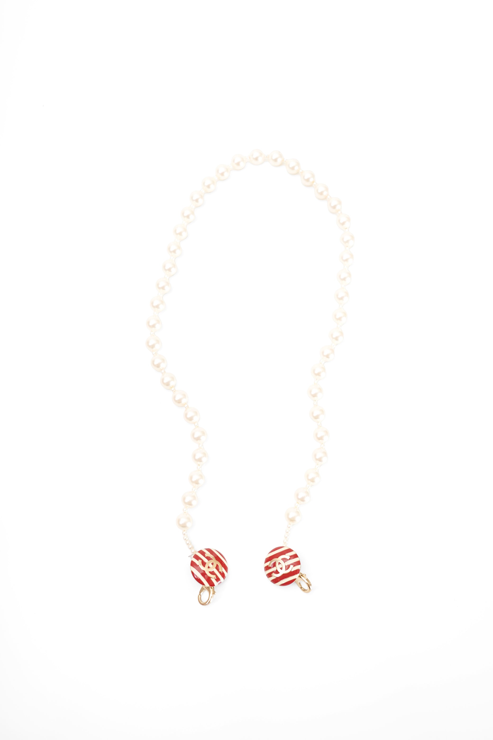 2014 Chanel Red/White Canvas Striped Coco Sailor Pearl Medium Classic Double Flap Bag