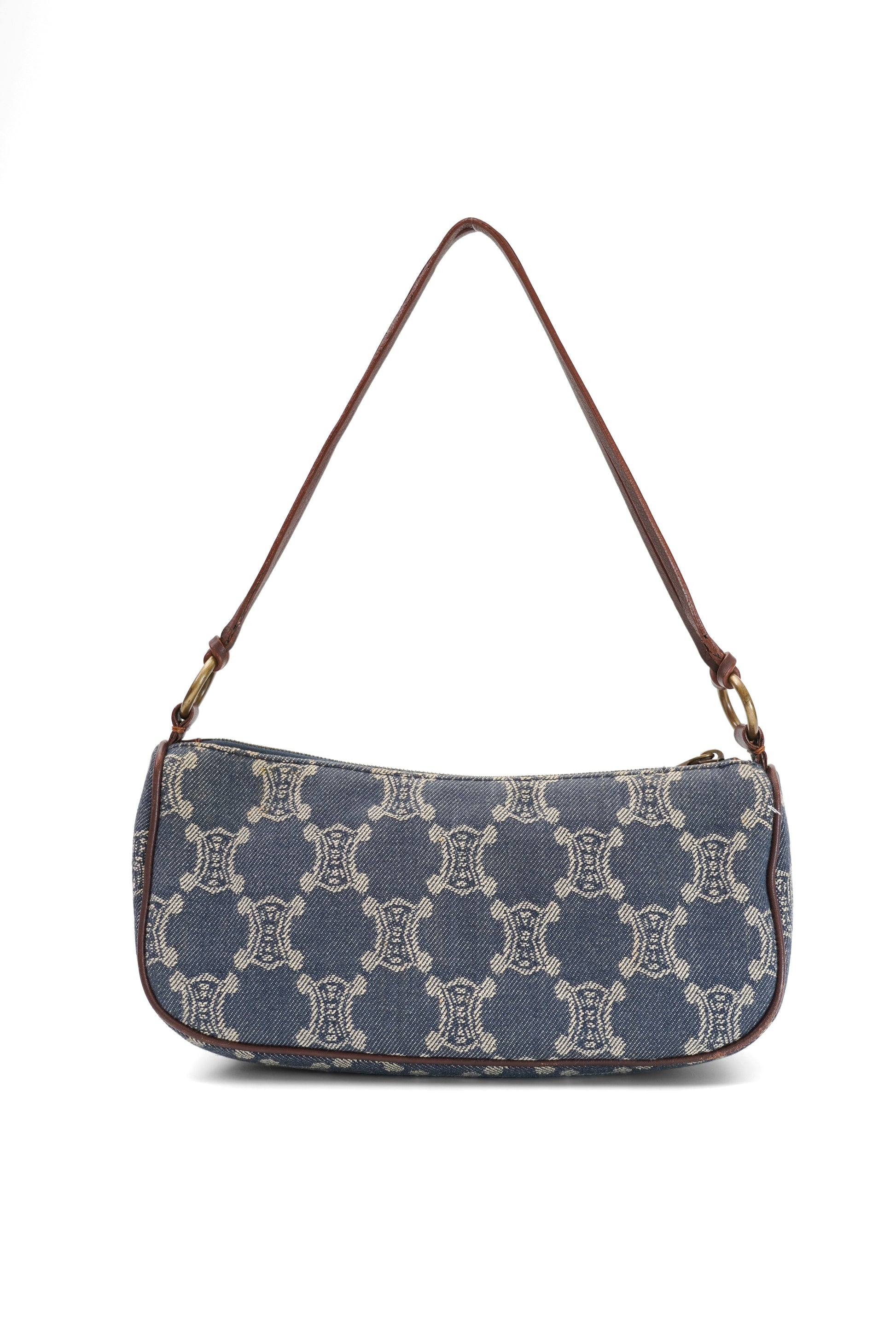 Vintage Celine Blue Macadam Denim Shoulder Bag