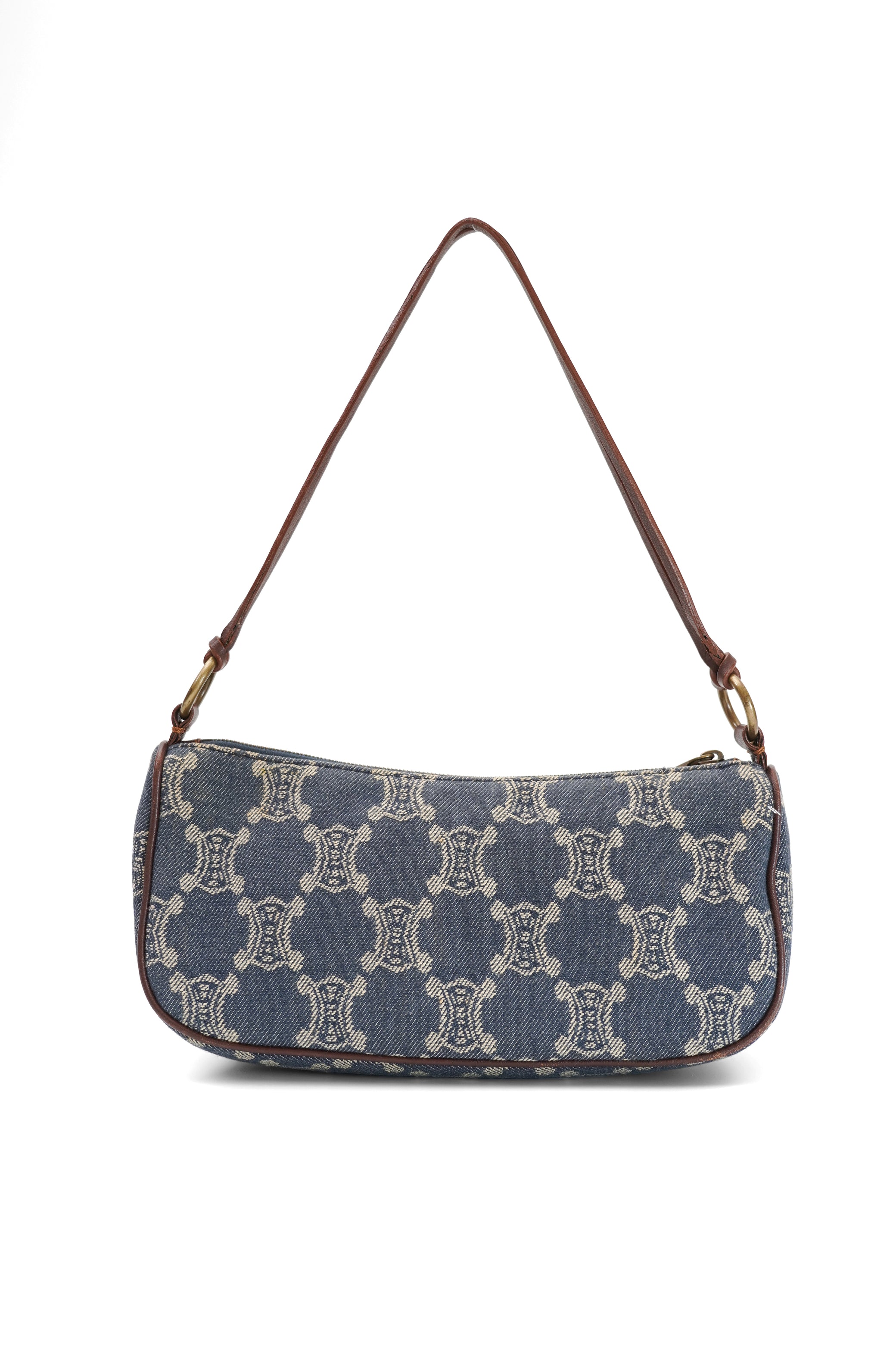 Vintage Celine Blue Macadam Denim Shoulder Bag