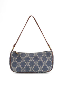 Vintage Celine Blue Macadam Denim Shoulder Bag
