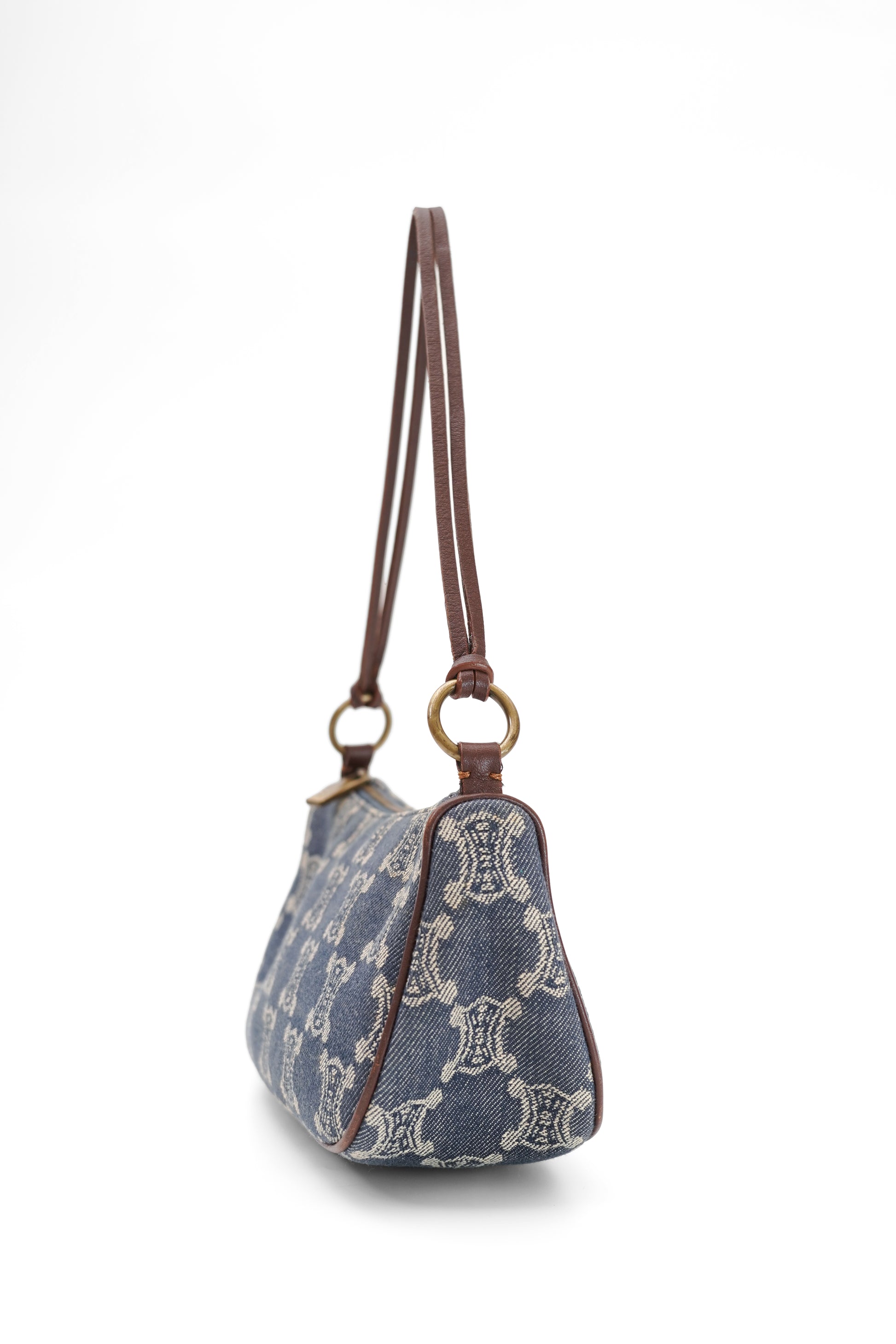 Vintage Celine Blue Macadam Denim Shoulder Bag