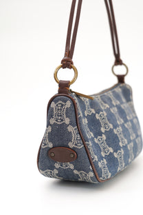 Vintage Celine Blue Macadam Denim Shoulder Bag
