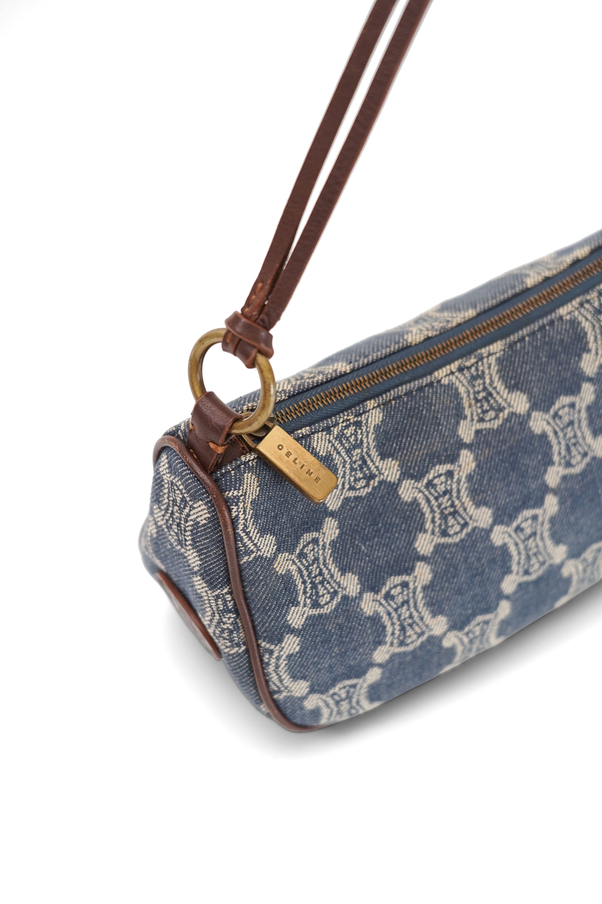 Vintage Celine Blue Macadam Denim Shoulder Bag