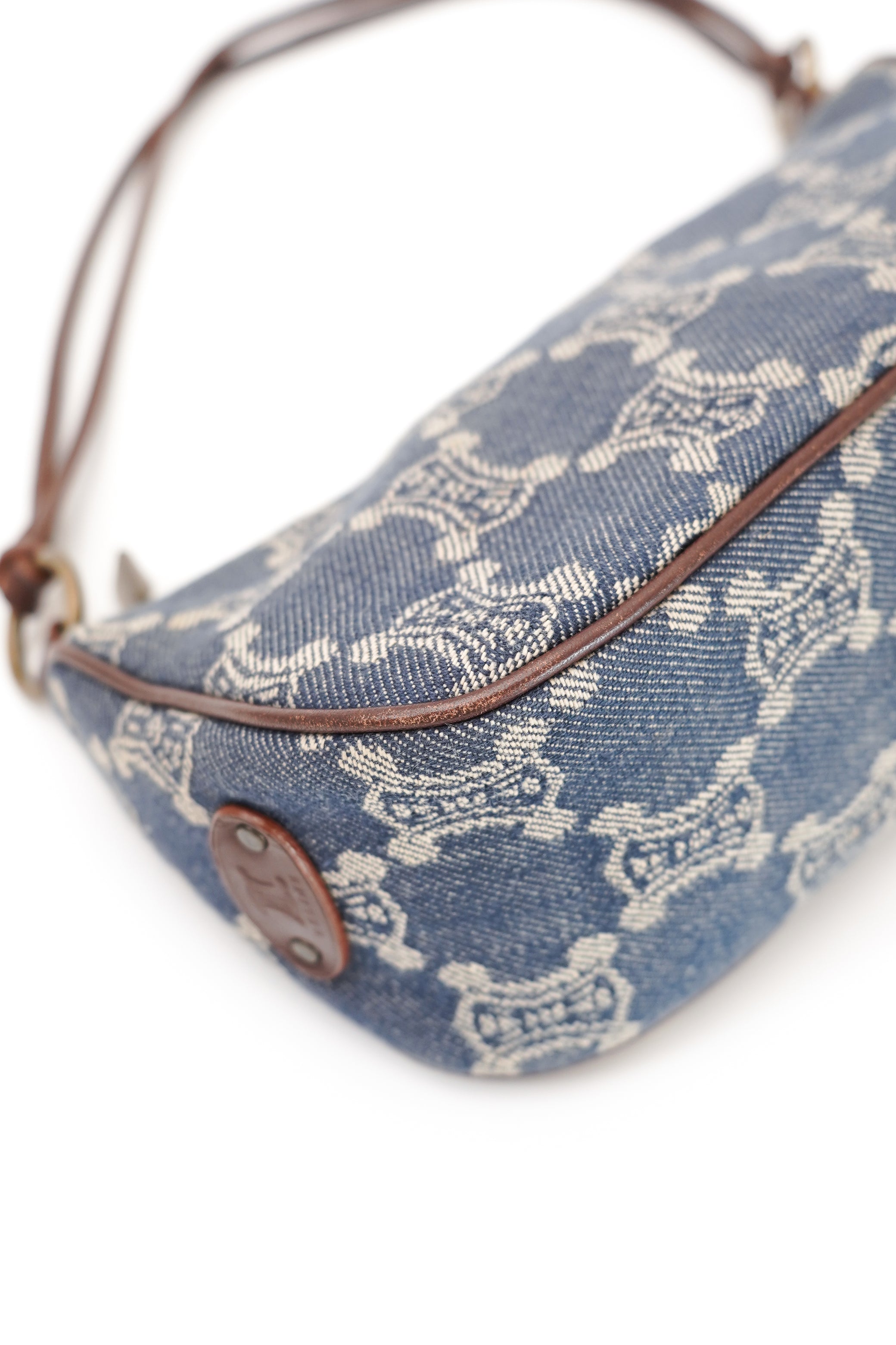 Vintage Celine Blue Macadam Denim Shoulder Bag