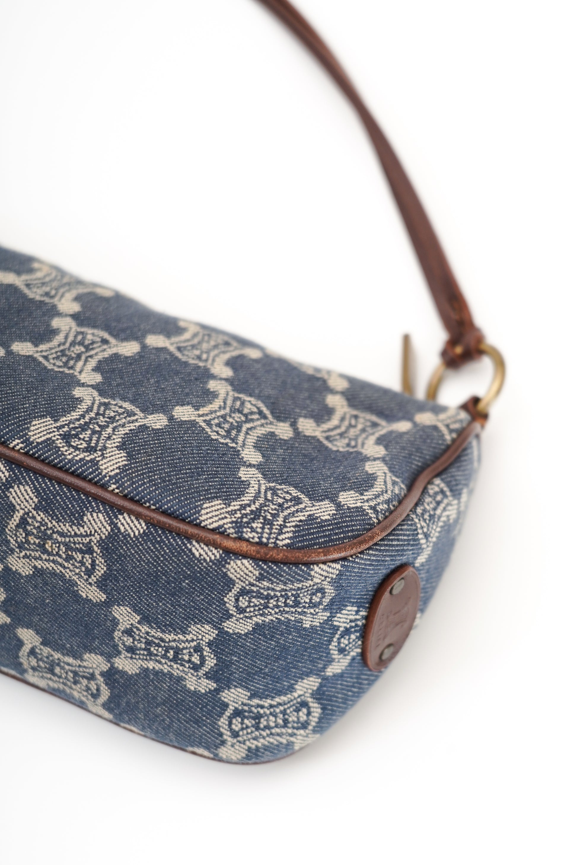 Vintage Celine Blue Macadam Denim Shoulder Bag