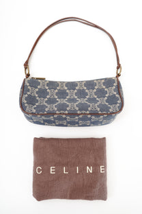 Vintage Celine Blue Macadam Denim Shoulder Bag