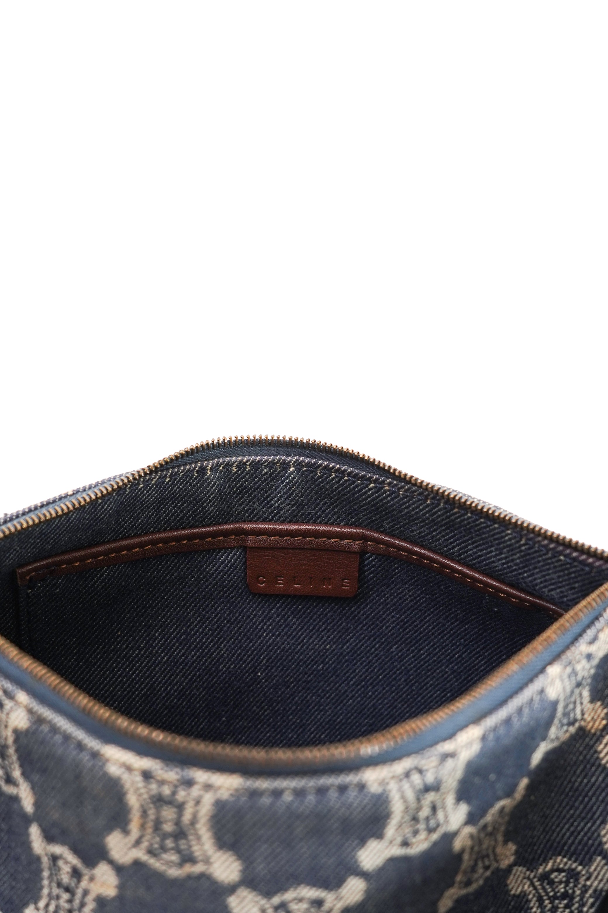 Vintage Celine Blue Macadam Denim Shoulder Bag