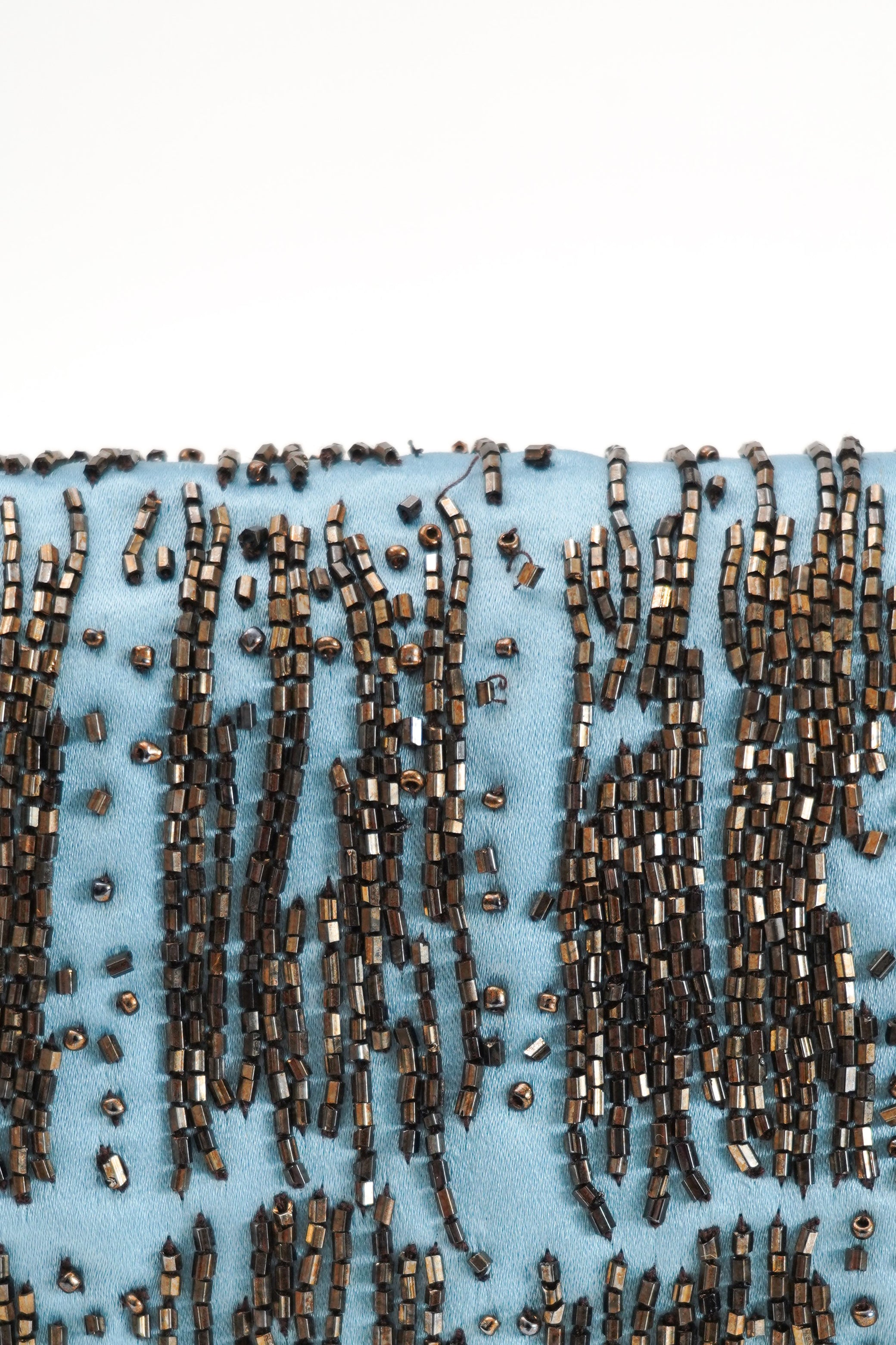 Fendi Blue Satin Beaded Baguette Bag