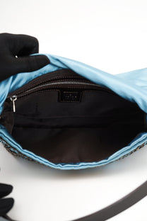 Fendi Blue Satin Beaded Baguette Bag