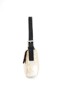 Fendi White Sequin Baguette Shoulder Bag 2000s
