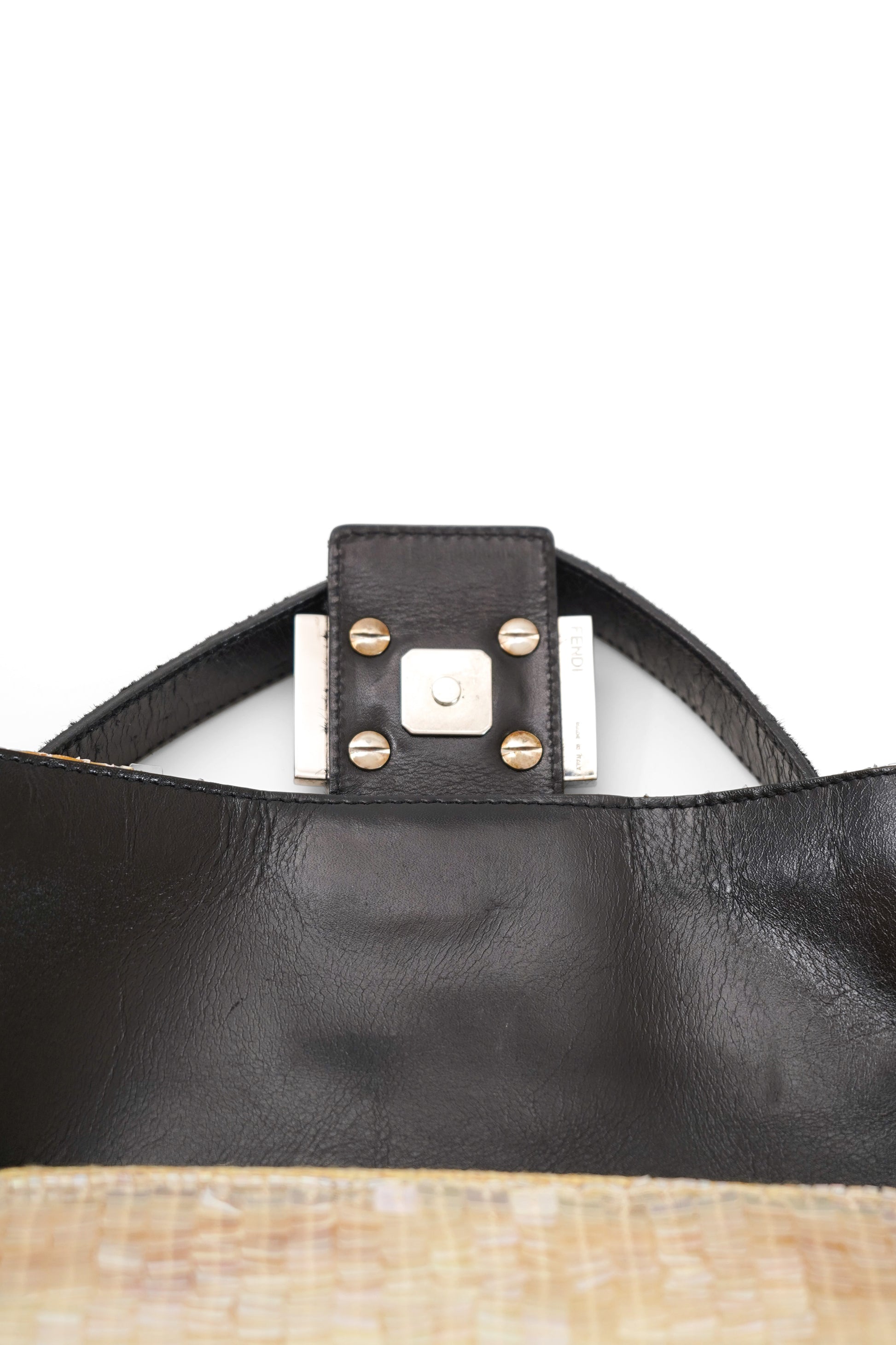 Fendi White Sequin Baguette Shoulder Bag 2000s