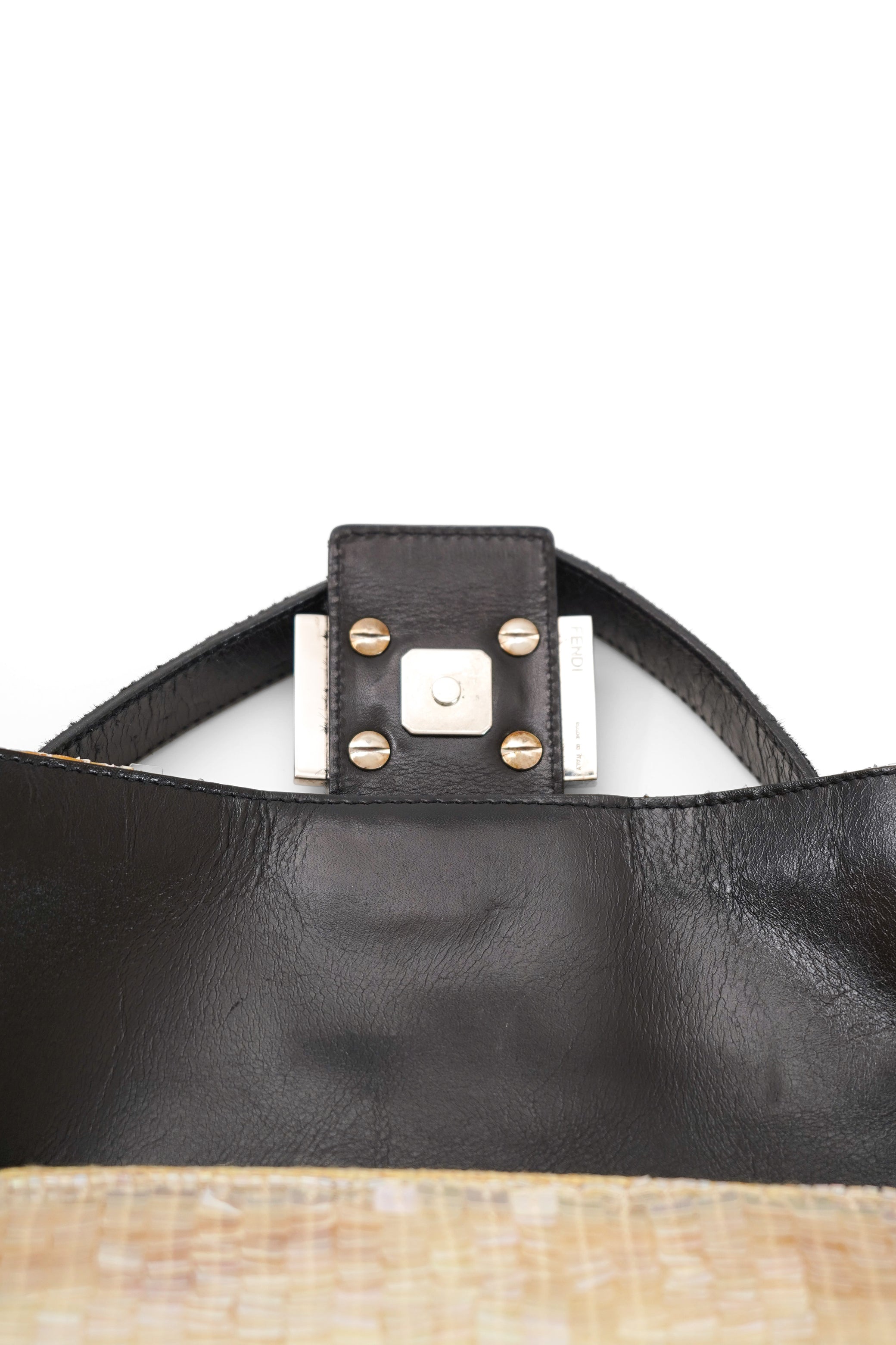 Fendi White Sequin Baguette Shoulder Bag 2000s