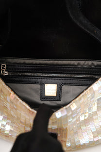 Fendi White Sequin Baguette Shoulder Bag 2000s