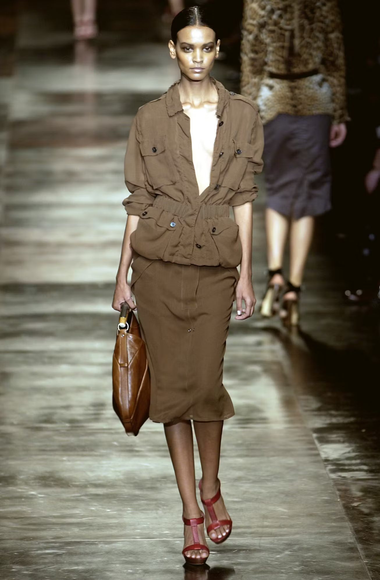 Yves Saint Laurent Mombasa Brown Leather Shoulder Bag